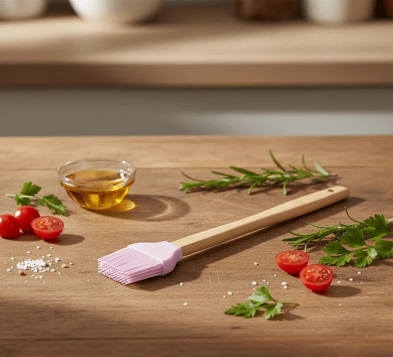 Silicone Oil Brush with Wooden Handle